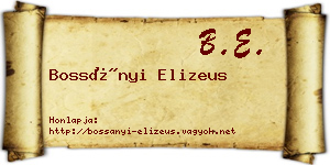 Bossányi Elizeus névjegykártya